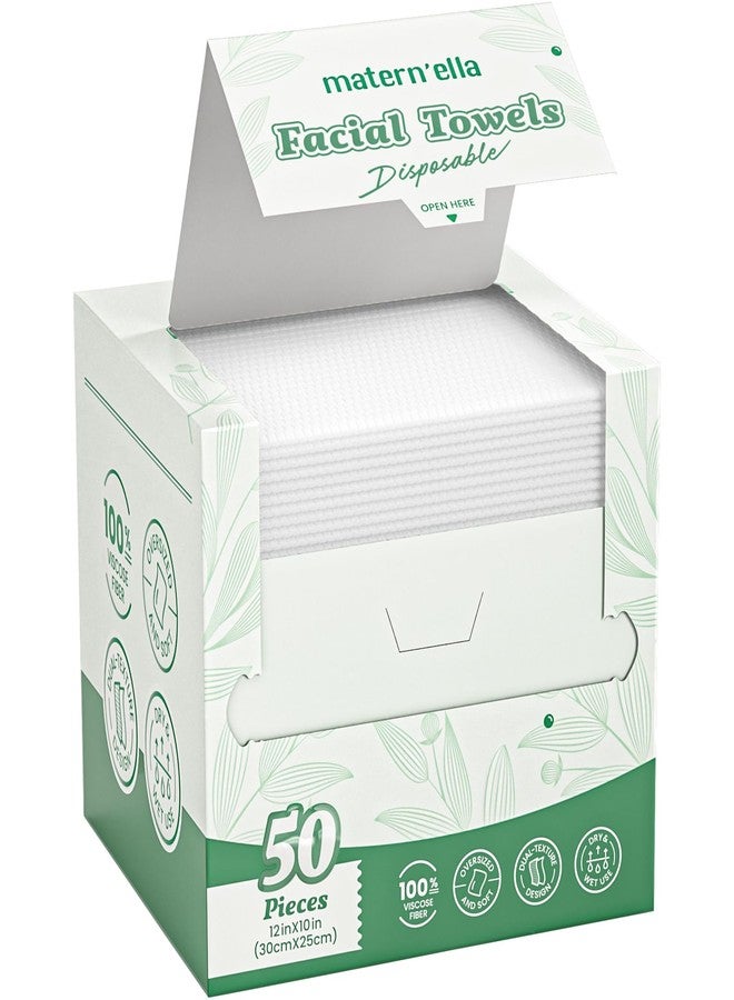 MATERN'ELLA Disposable Face Towels XL Ultra Soft Biodegradable Dry Wipes, Plant-Based Lint-Free Facial Towelettes for Makeup Removal & Sensitive Skin, Premium Texture for Effective Cleansing 50 Count - Image 1